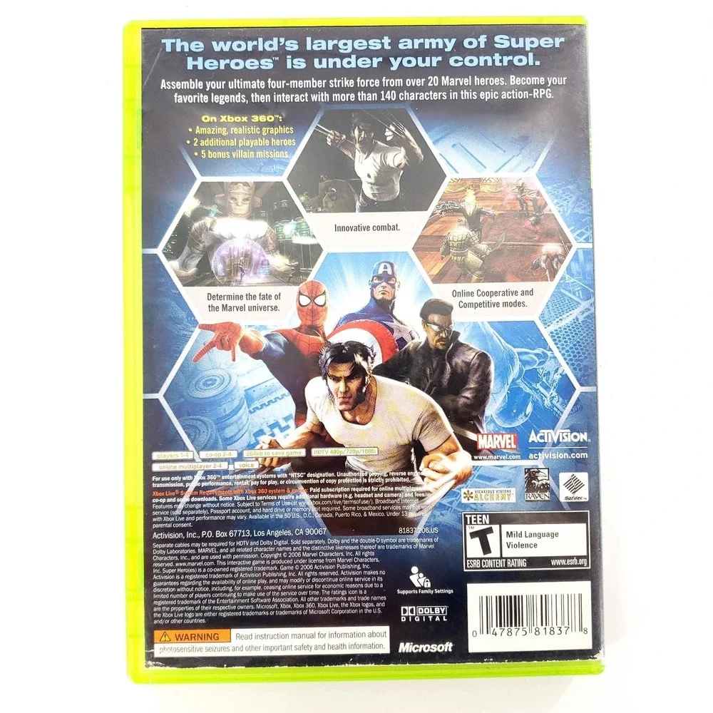 Marvel: Ultimate Alliance (Microsoft Xbox 360, 2006) Complete No Poster Tested